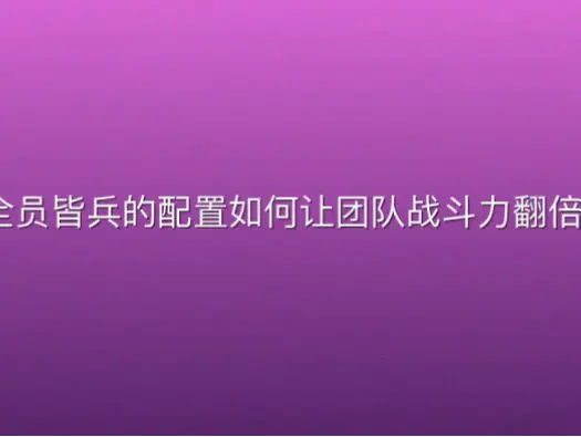 全员皆兵的配置如何让团队战斗力翻倍?